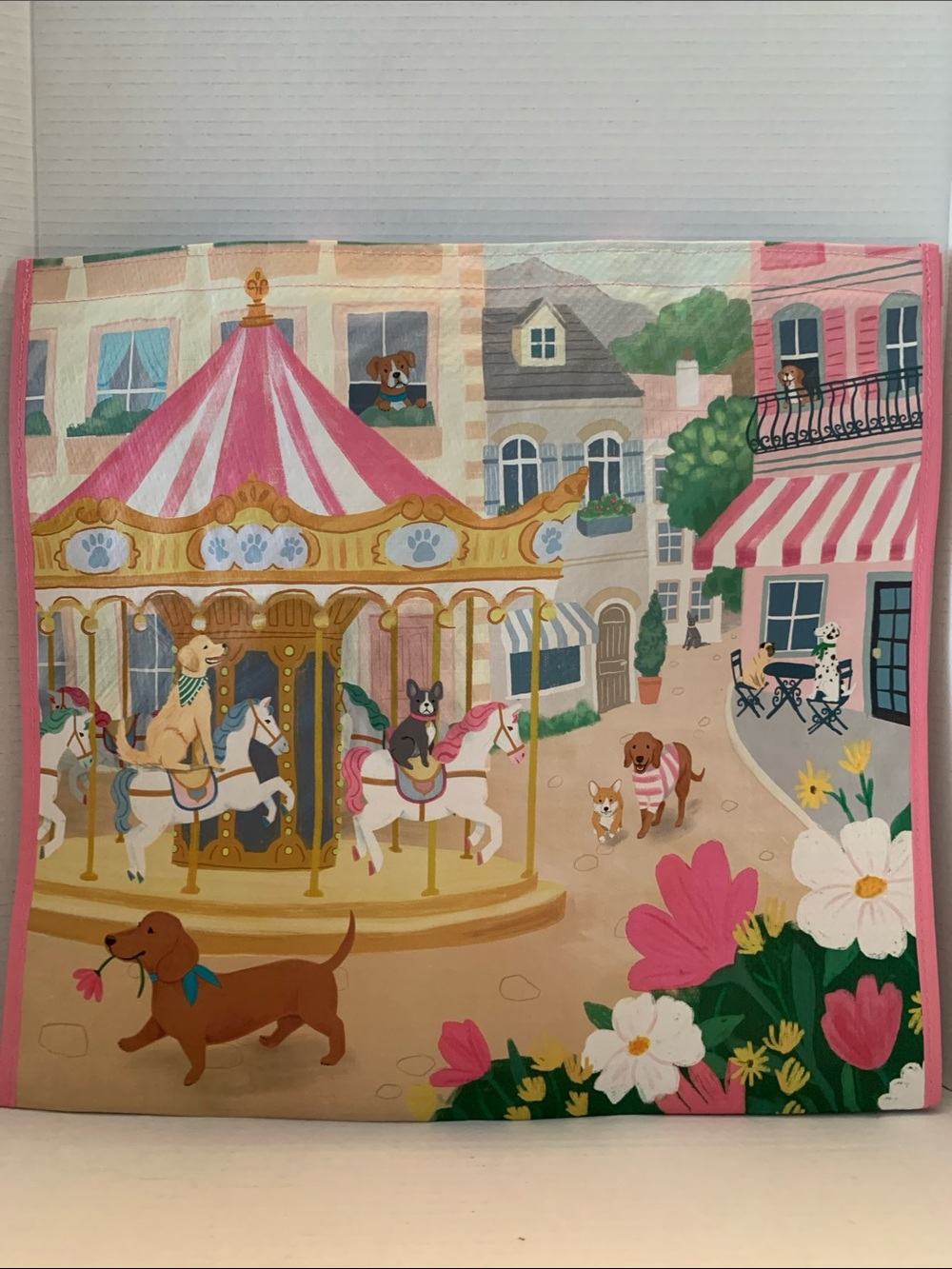 TJMaxx Marshalls Homegoods Carousel Dog Reusable Shopper Tote Bag NEW